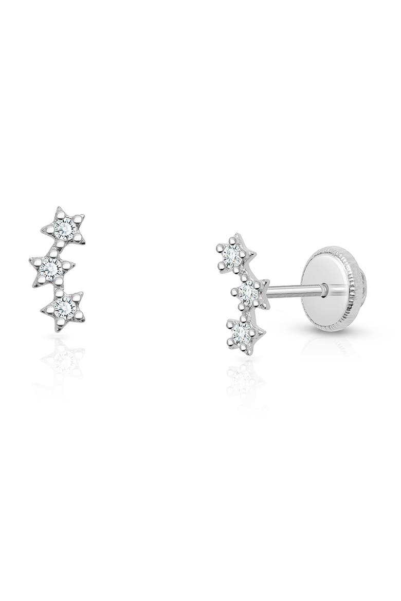 14K Gold Lucky Stars Studs Screw Back Earrings, Main, color, 14K White Gold