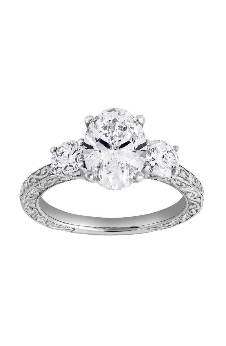 LuvMyJewelry Caldria 14K Gold 2.65 Ct Oval Lab Grown Diamond Engagement Ring, Main, color, 14K White Gold