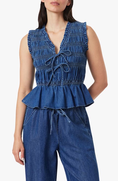 Ruffle Denim Tank Top