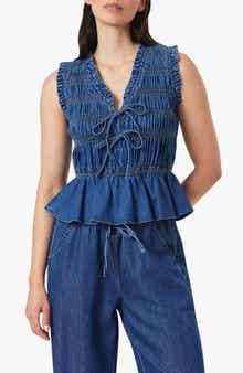 Habitual Ruffle Denim Tank Top