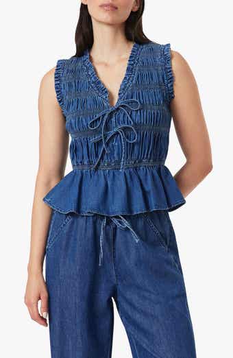 Habitual Ruffle Denim Tank Top