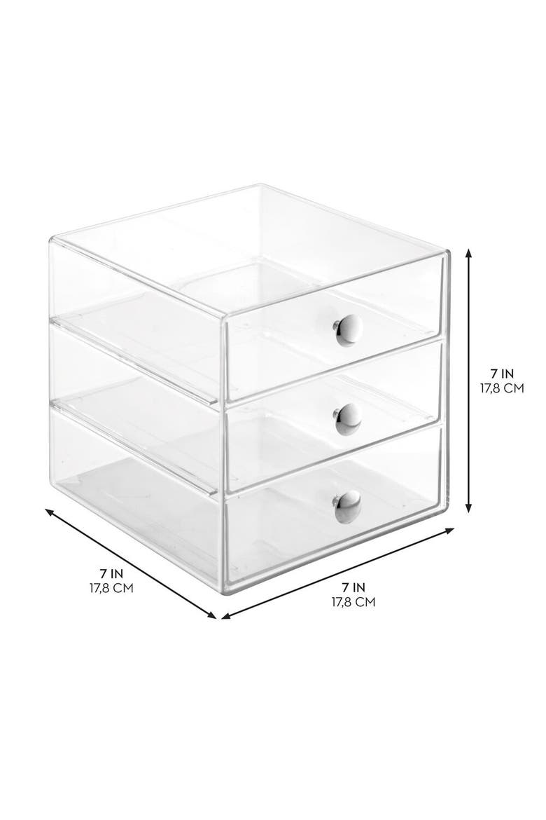 Stackable 3-Drawer Vanity Makeup Organizer - Clear, Alternate, color, Clear