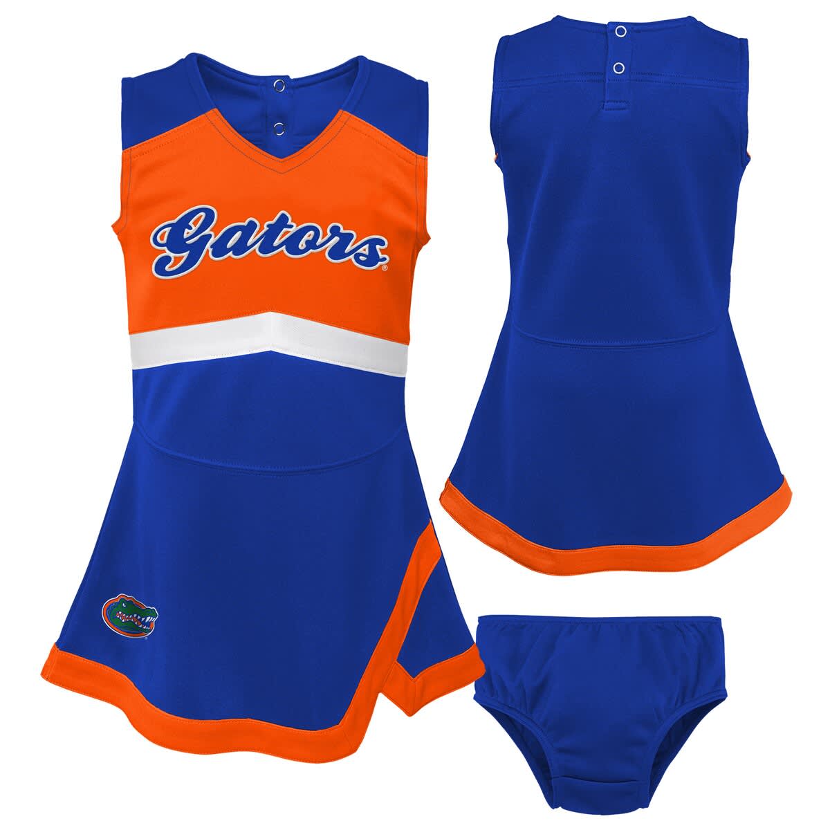 Outerstuff Girls Preschool Royal Florida Gators Two-piece Cheer Captain Jumper Dress & Bloomers Set In Blue