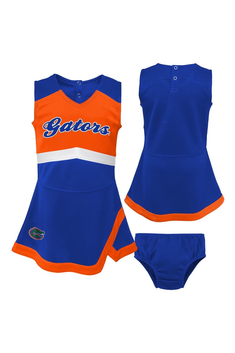 Girls Preschool Royal Florida Gators Two-Piece Cheer Captain Jumper Dress & Bloomers Set, Main, color, Royal