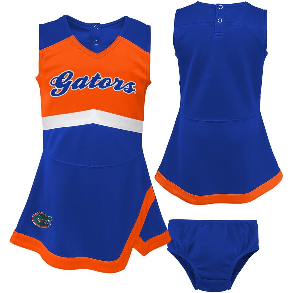 Outerstuff Girls Preschool Royal Florida Gators Two-piece Cheer Captain Jumper Dress & Bloomers Set In Blue