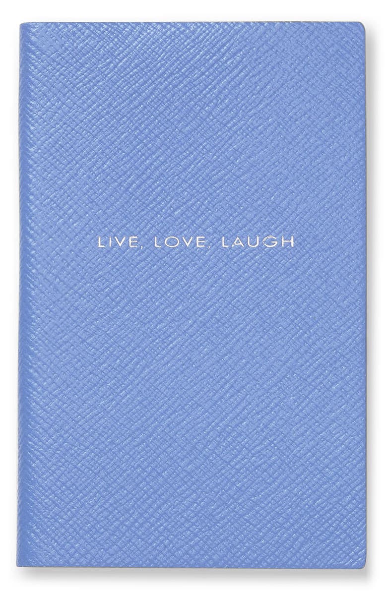 Smythson Panama Live Love Laugh Leather Notebook, Main, color, 