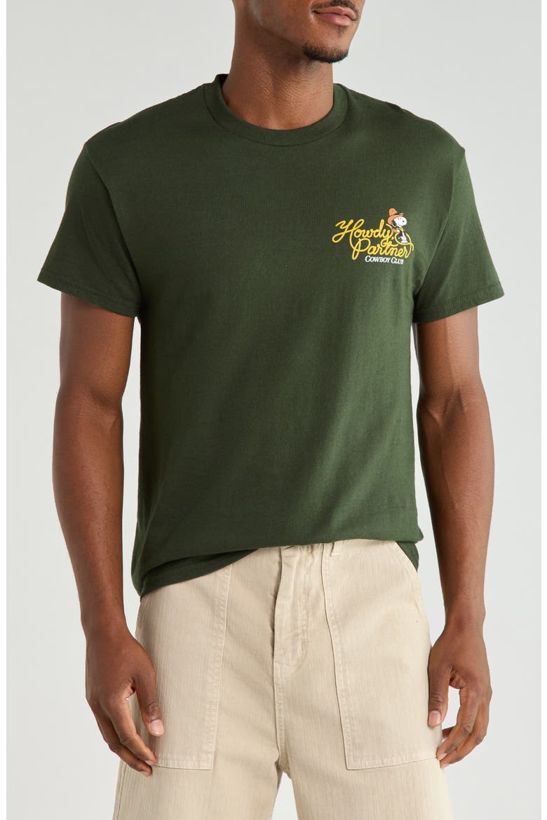 Peanuts® Cowboy Graphic T-Shirt, Main, color, FOREST GREEN