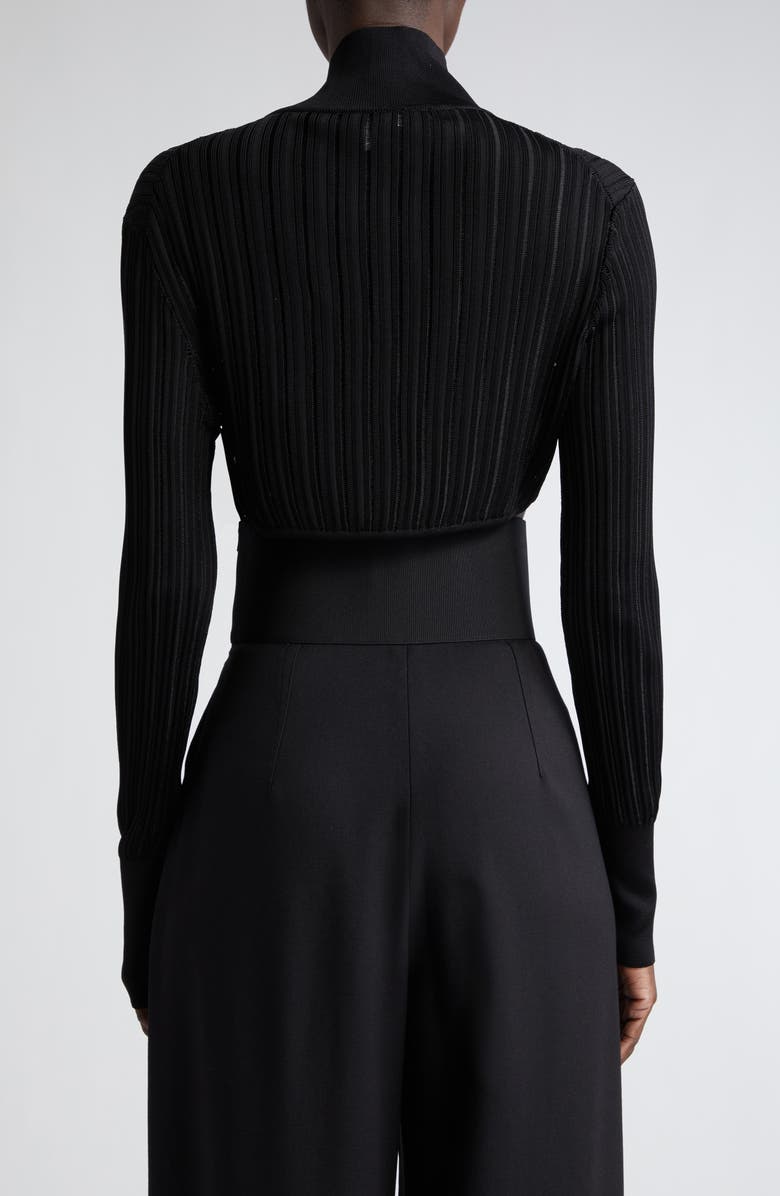 Alaïa Shiny Crinoline Crop Cardigan, Alternate, color,