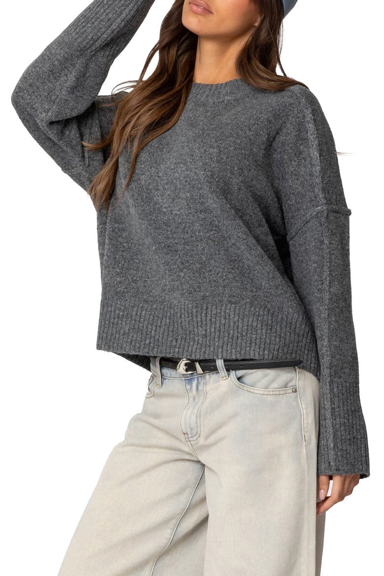 Shirley Oversize Crewneck Sweater, Alternate, color, DARK-GRAY