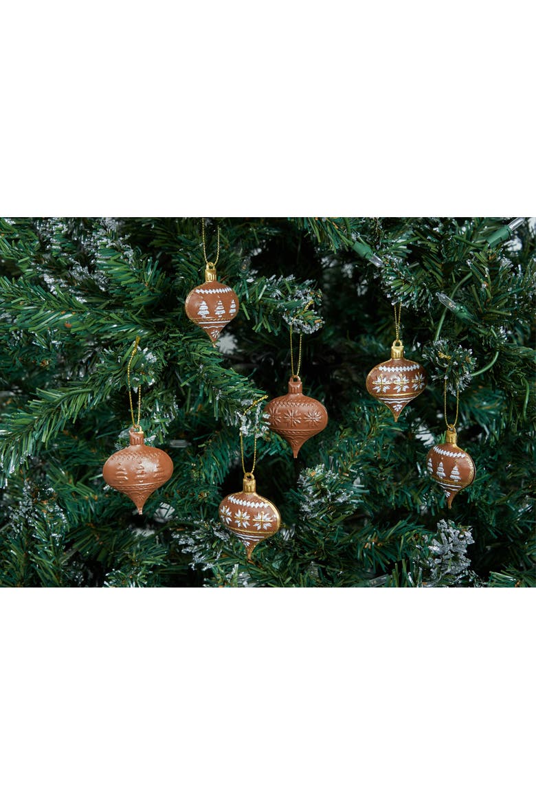 Brown Ornaments Set of 6, Alternate, color, Brown