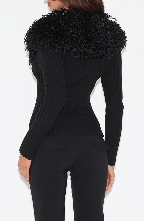 Tiger Mist Brisa Faux Fur Collar Rib Jacket In Black