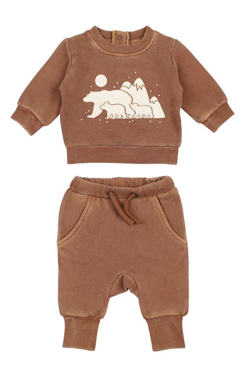 L'ovedbaby Organic Cotton Fleece Graphic Sweatshirt & Joggers Set In Brown