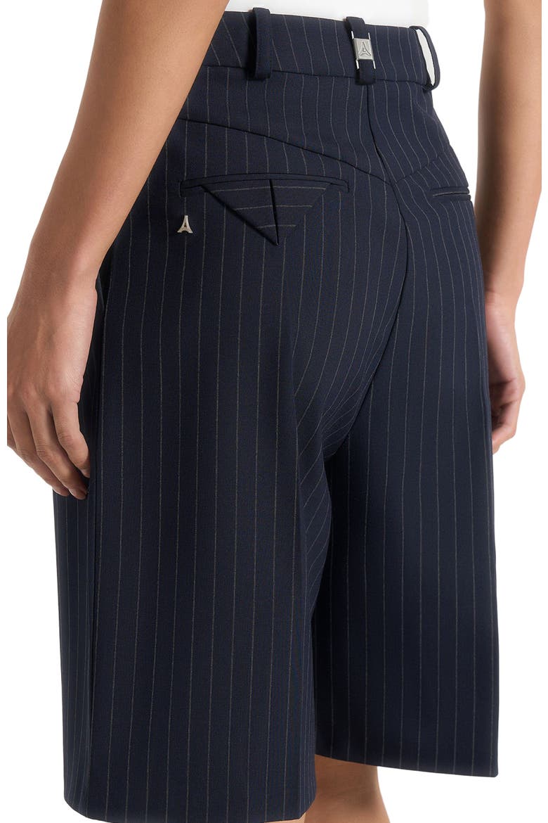 Lorette Pinstripe Double Pleat Tailored Shorts, Alternate, color, Navy Pinstripe