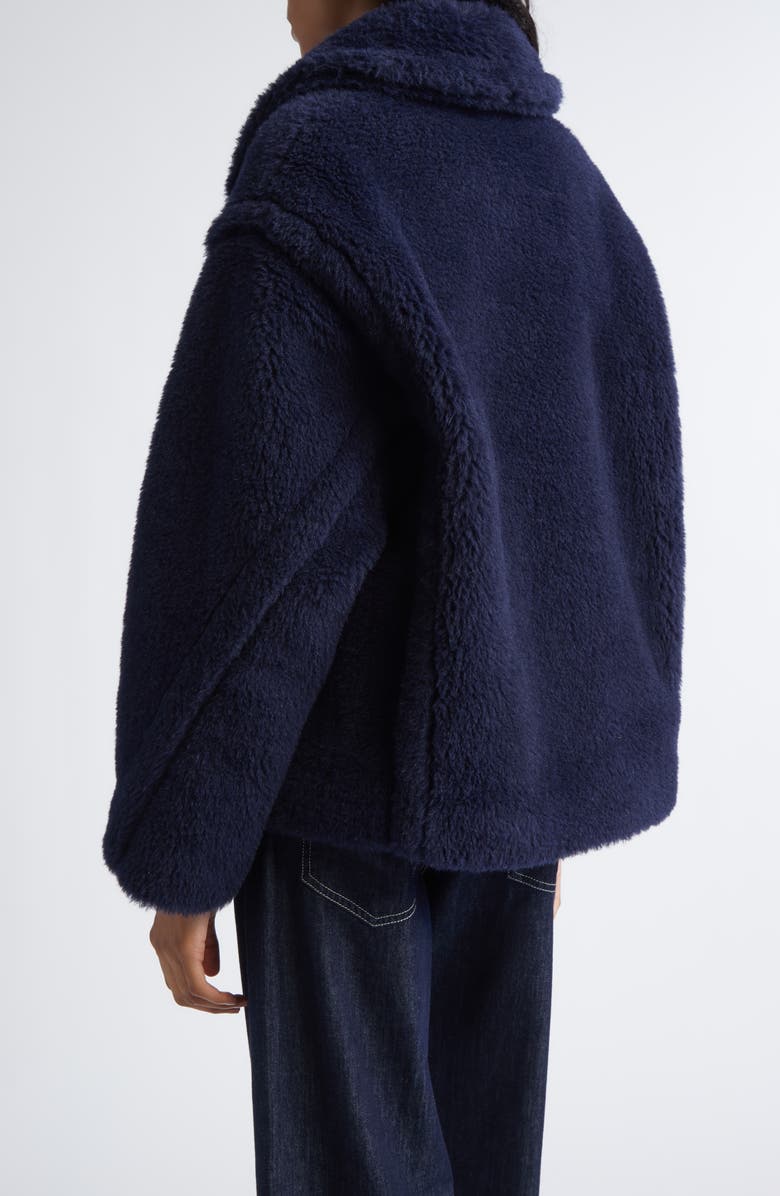 Max Mara Fuggito Alpaca, Virgin Wool & Silk Blend Teddy Coat, Alternate, color, Ultramarine