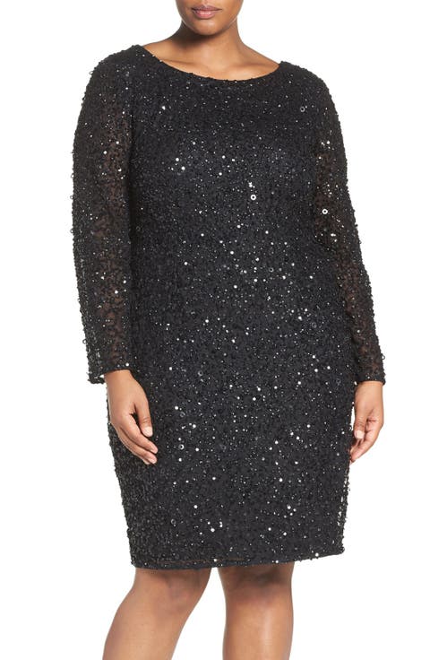 Embellished Scoop Back Cocktail Dress (Plus Size)