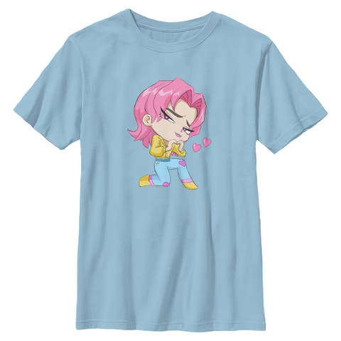 Boys' Chibi Romance Heart Graphic Short Sleeve T-Shirt