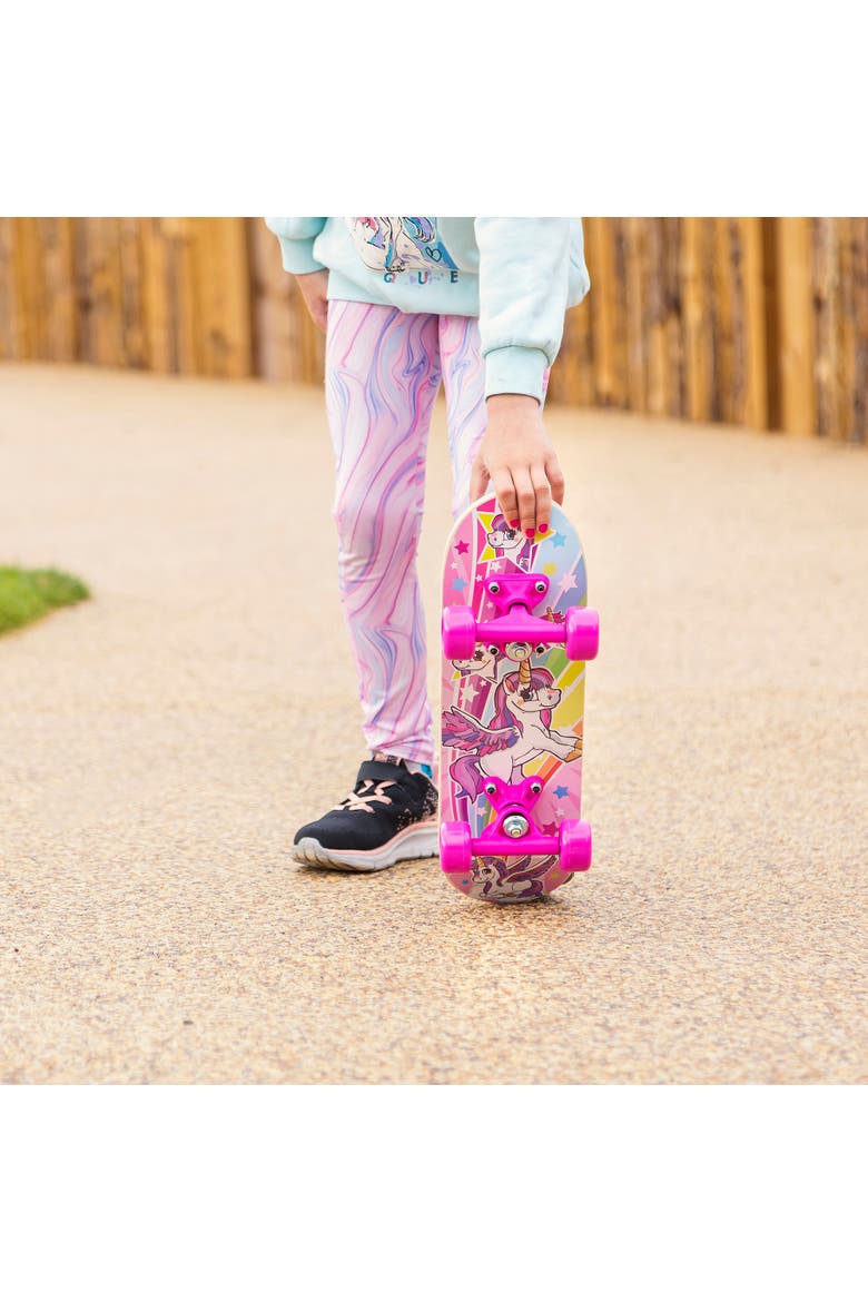 17 Inch Unicorn Skateboard Flashing Wheels, Antislip Grip, Wooden Deck, Alternate, color, Multicolored
