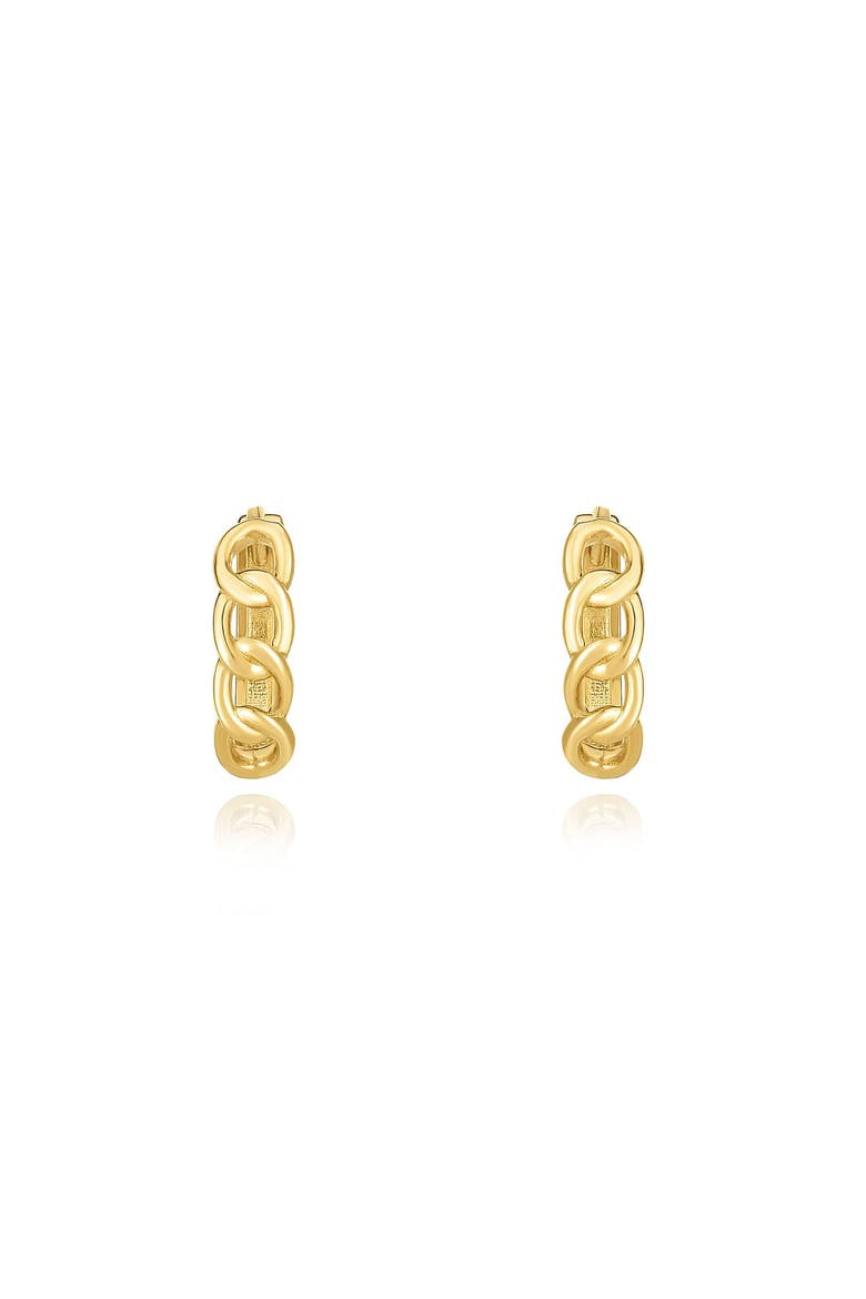 Curb Huggie Hoop Earrings, Alternate, color, Yellow Gold