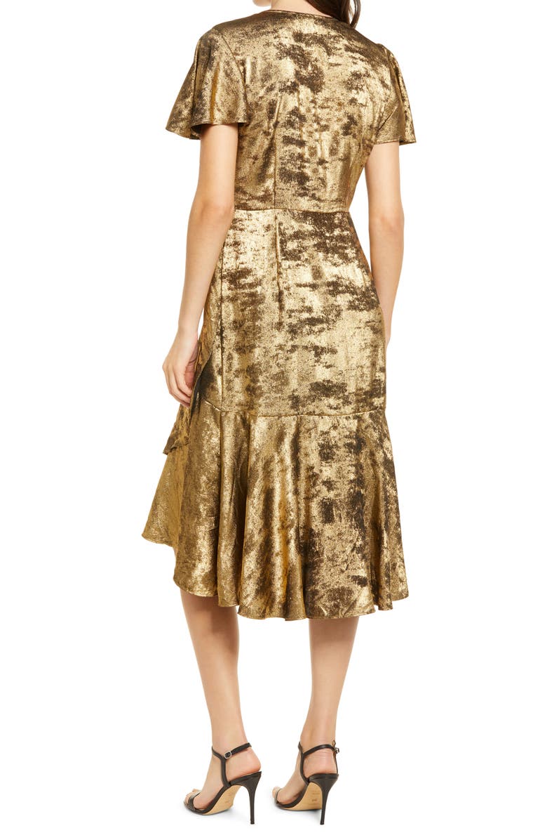 Chelsea28 Metallic Ruffle Dress, Alternate, color, 