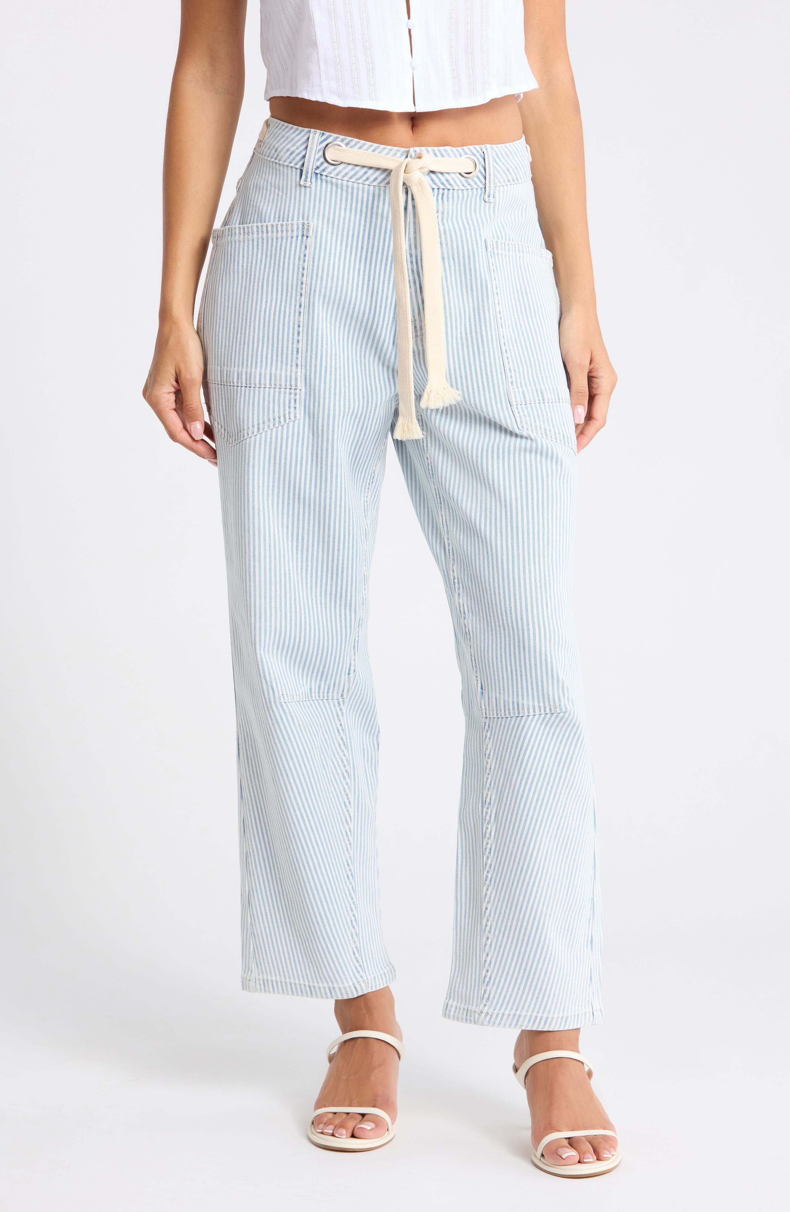 Vigoss Pinstripe Barrel Leg Jeans