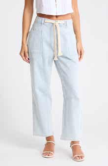 Vigoss Pinstripe Barrel Leg Jeans