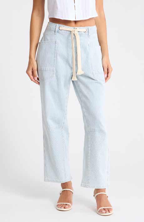 Vigoss Pinstripe Barrel Leg Jeans