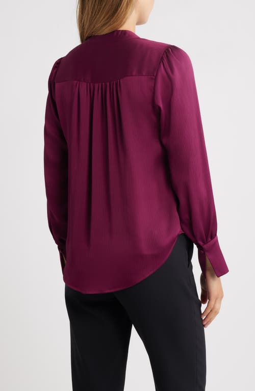 Anne Klein Textured Crepe Long Sleeve Top In Pink