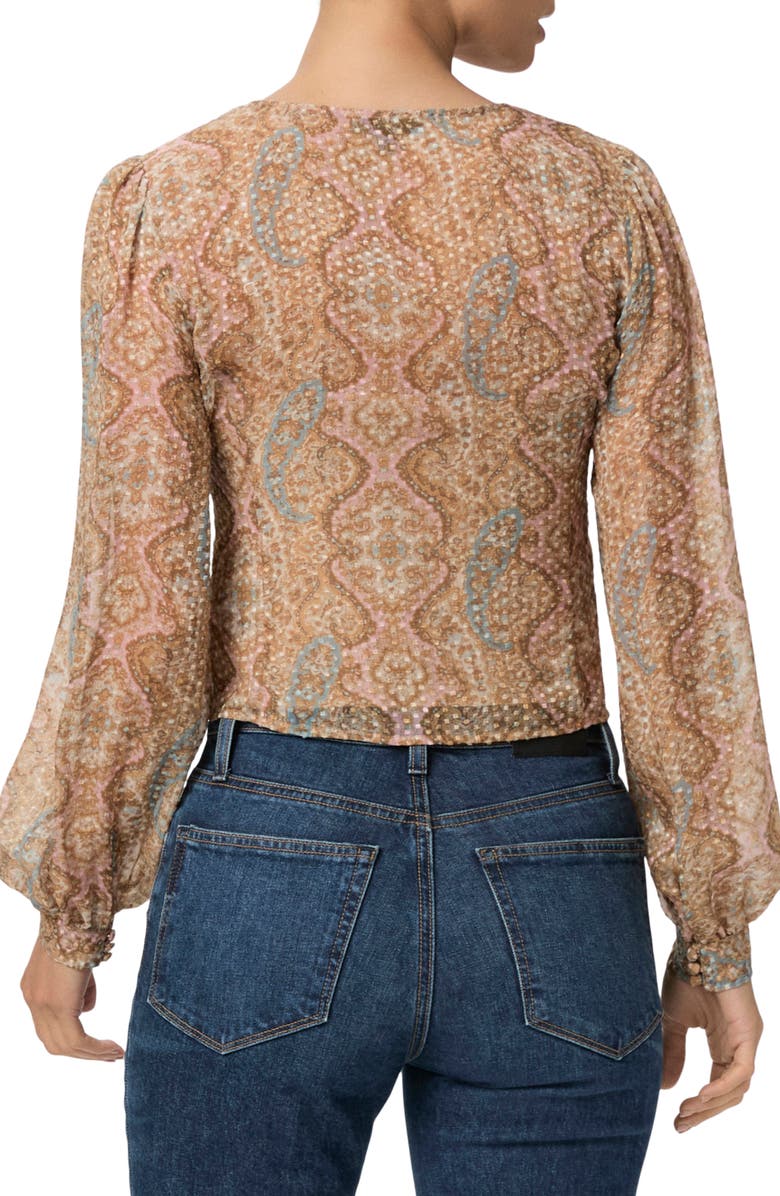 PAIGE Dezi Balloon Sleeve Silk Blend Top, Alternate, color, Honey Multi