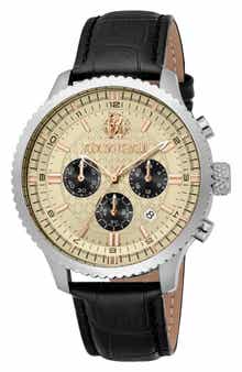 Stile Chronograph Quartz Leather Strap Watch, 44mm