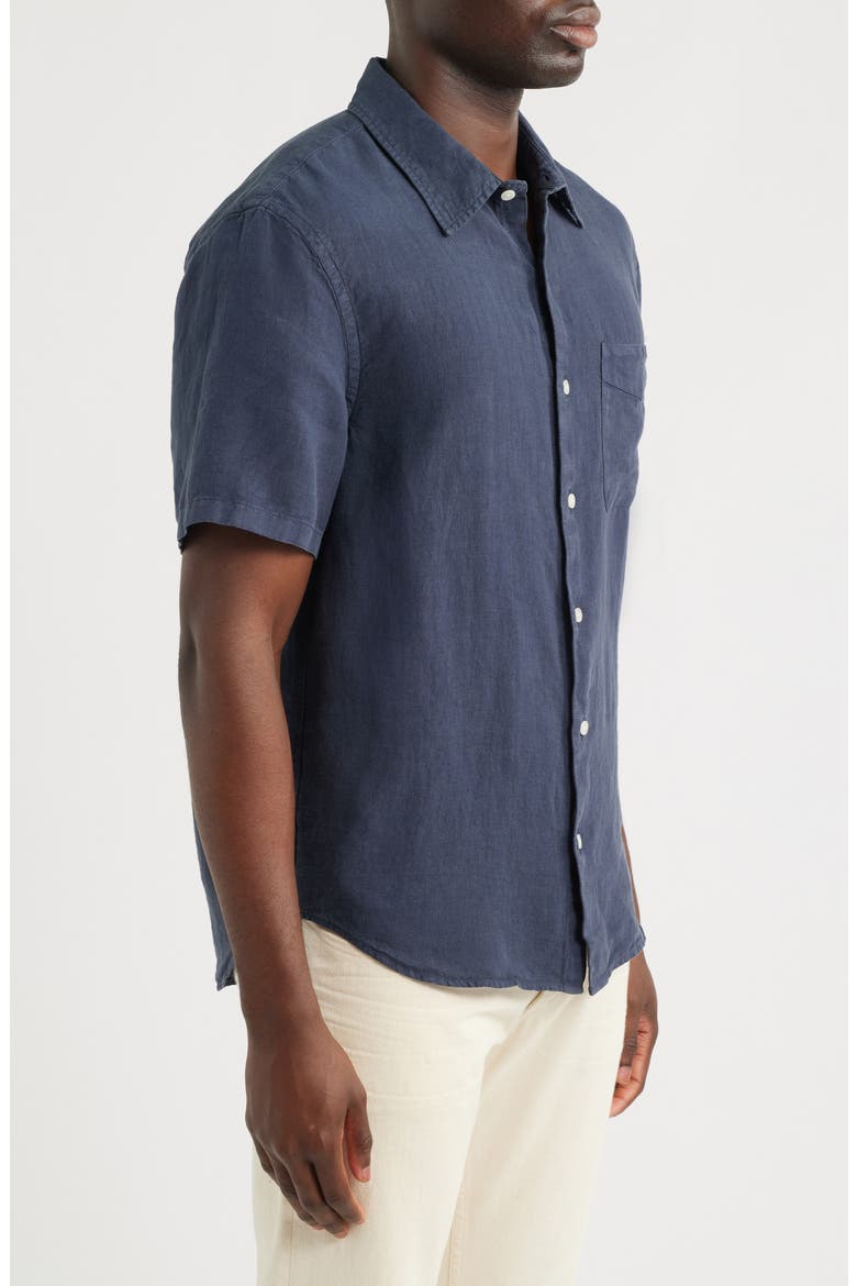 Short Sleeve Linen Shirt, Alternate, color, INK