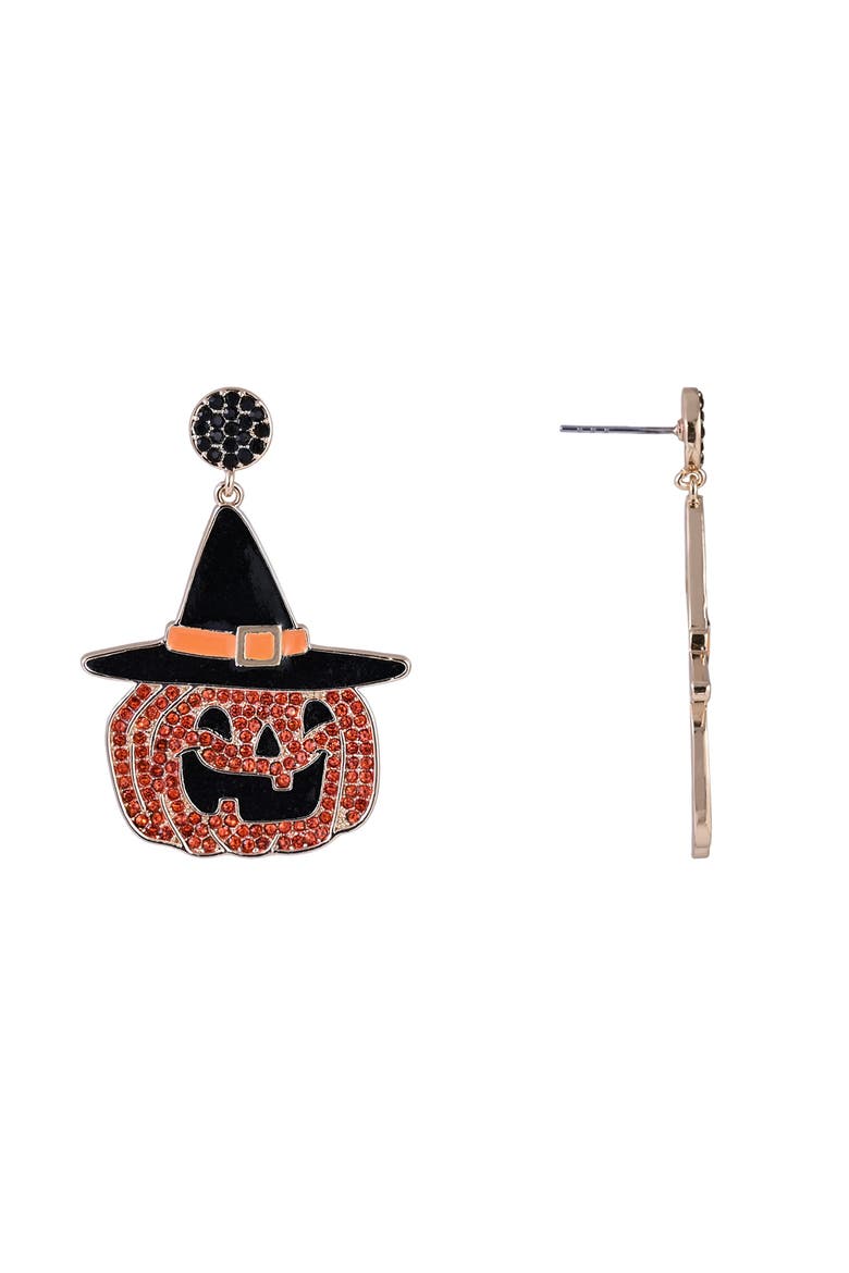 Halloween Jack-O-Lantern Earrings, Alternate, color, Orange