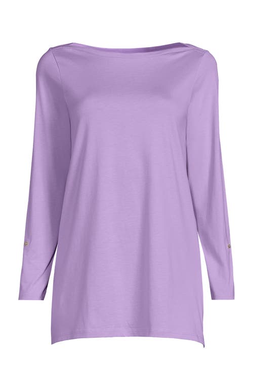 Lands' End Plus Size Supima Cotton Adjustable 3/4 Sleeve Boatneck Tunic In Lilac Petal