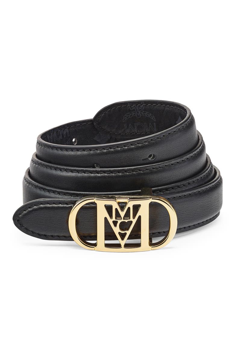 Mode Mena Reversible Leather Belt, Alternate, color, BLACK