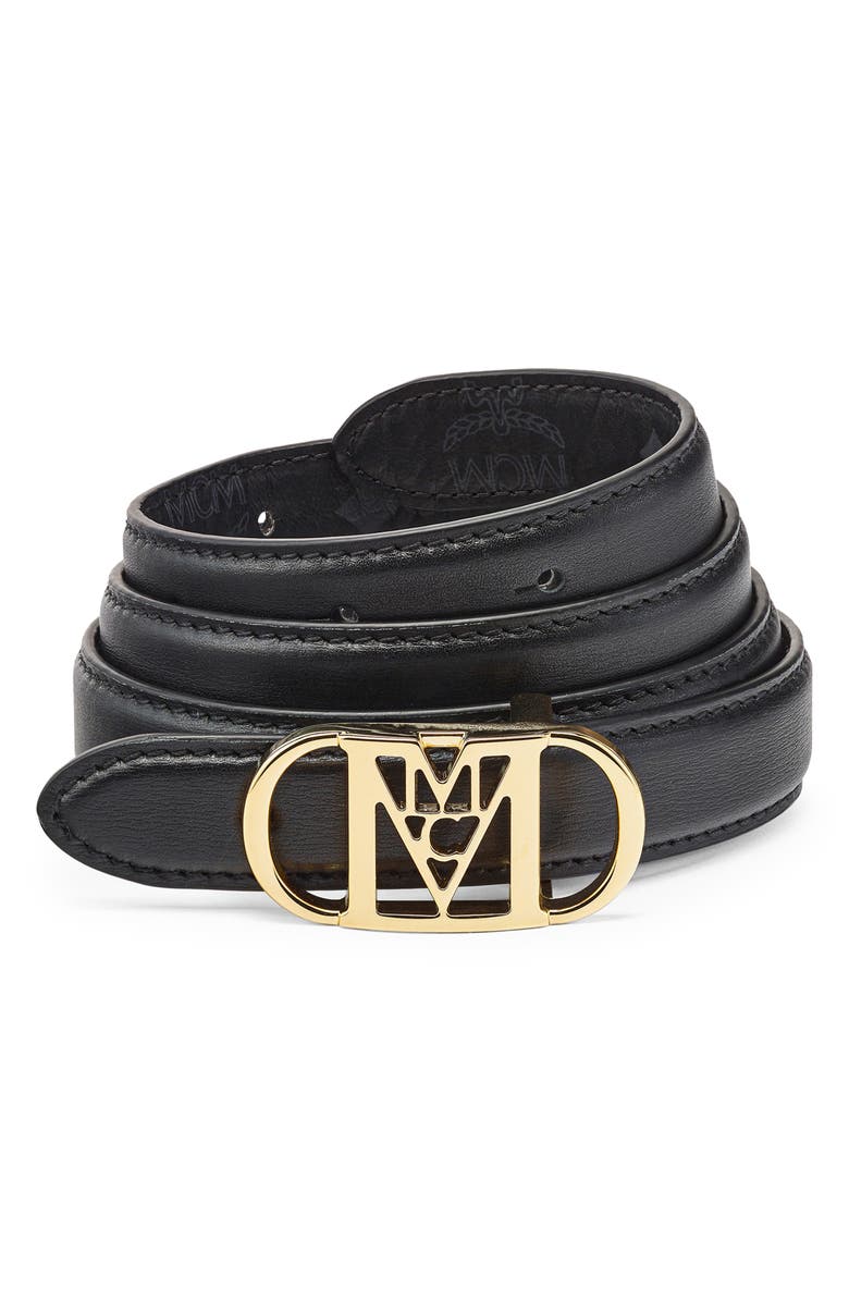 MCM Mode Mena Reversible Leather Belt, Alternate, color, Black