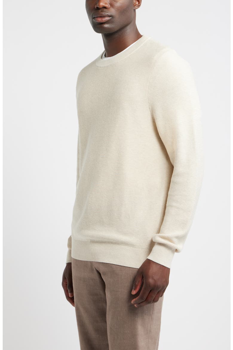 Cotton & Silk Sweater, Alternate, color, BEIGE OATMEAL LIGHT HEATHER