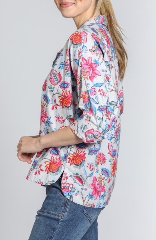 Apny Floral High-low Hem Top In Pink Multi