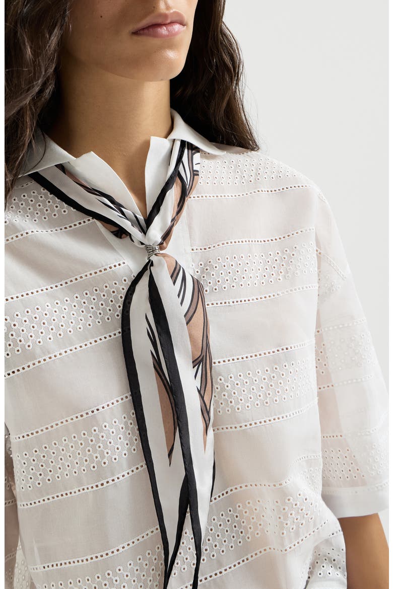 Cocoa leaves print foulard, Alternate, color, White