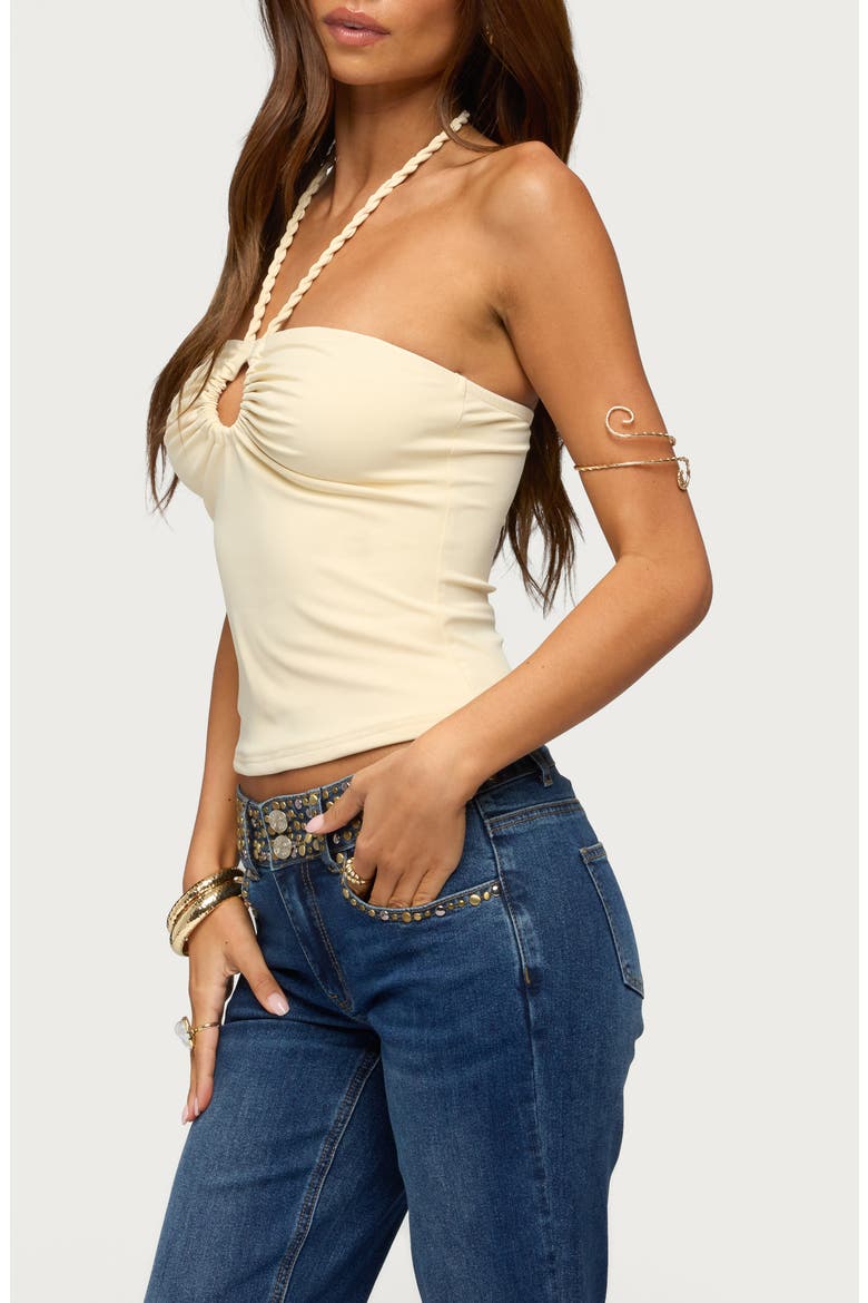 Rope Strap Keyhole Halter Top, Alternate, color, CREAM