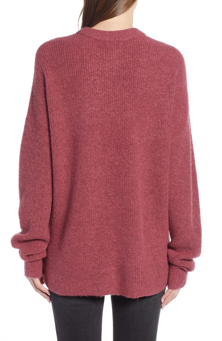 Something Navy Fuzzy Oversize Sweater, Alternate, color,