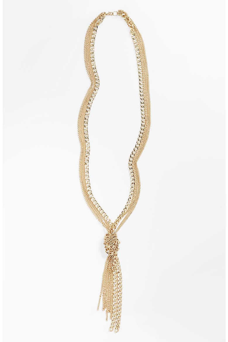 Mixed Chain Knot Necklace, Main, color, GOLD