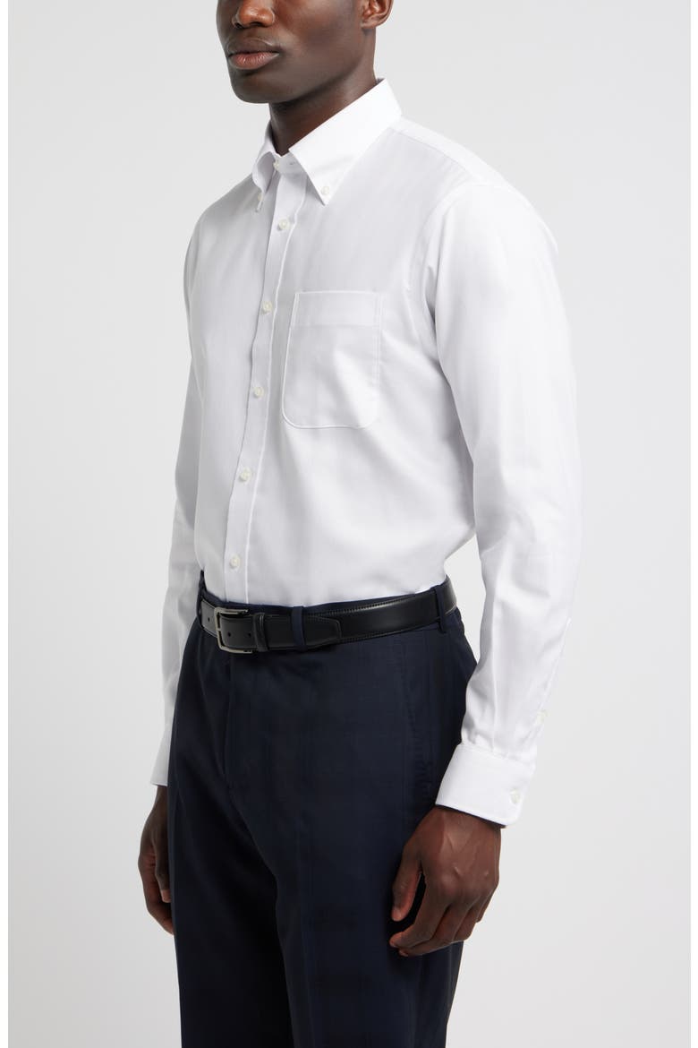 Traditional Fit Cotton Oxford Non-Iron Dress Shirt, Alternate, color, WHITE ROYAL OXFORD