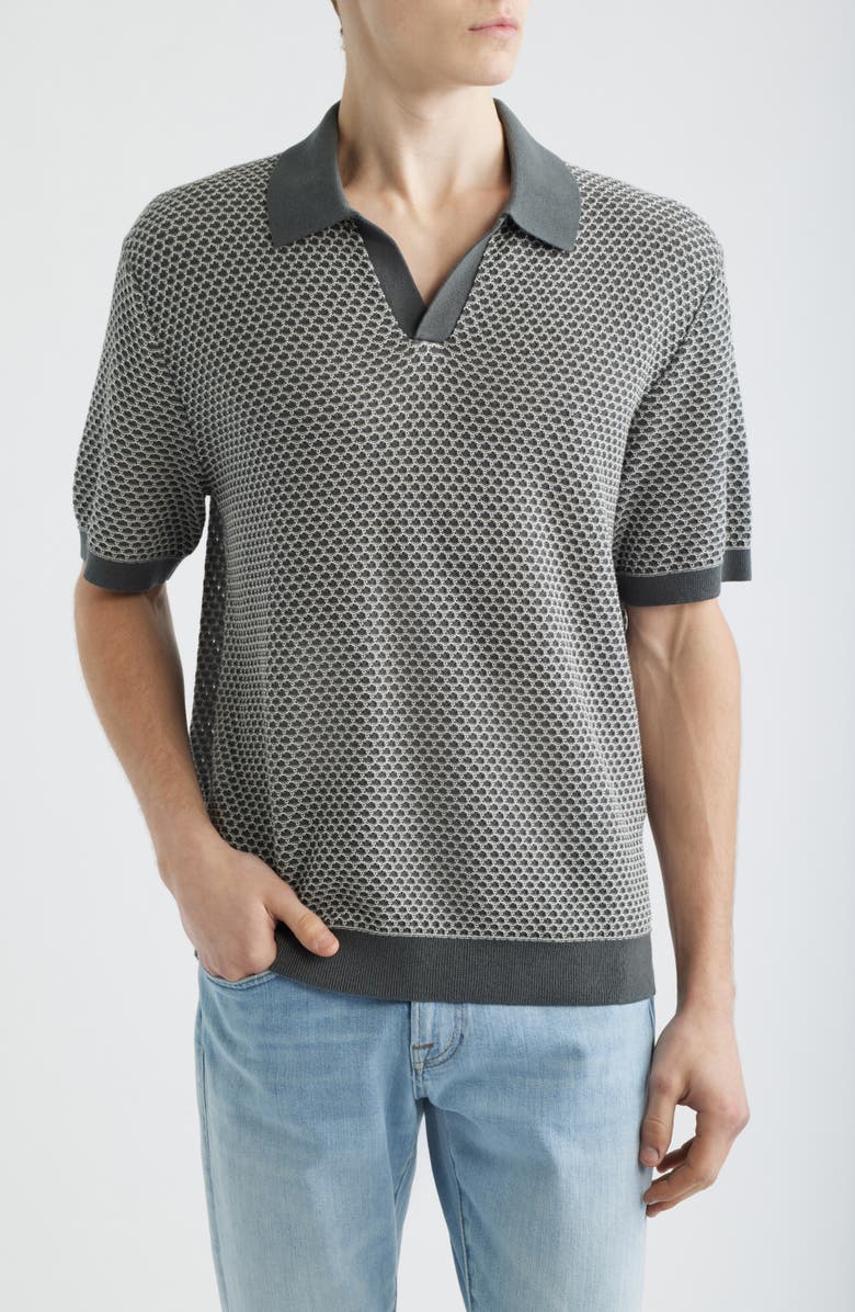 Madewell Johnny Collar Sweater Polo, Main, color, Stormy Spruce