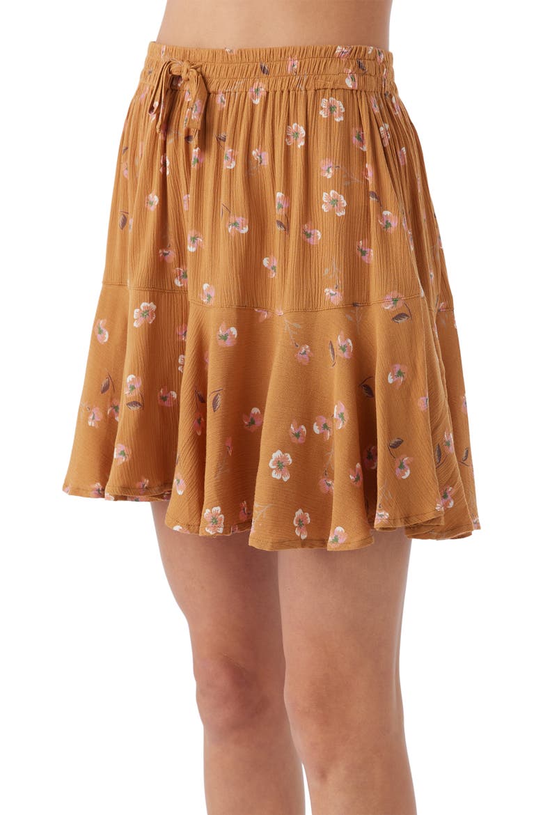 Kids' Mattie Floral Print Skirt, Alternate, color, BROWN SUGAR