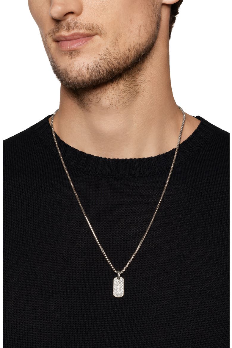 Men's Chevron Tag, 21mm, Alternate, color, STERLING SILVER/ DIAMOND