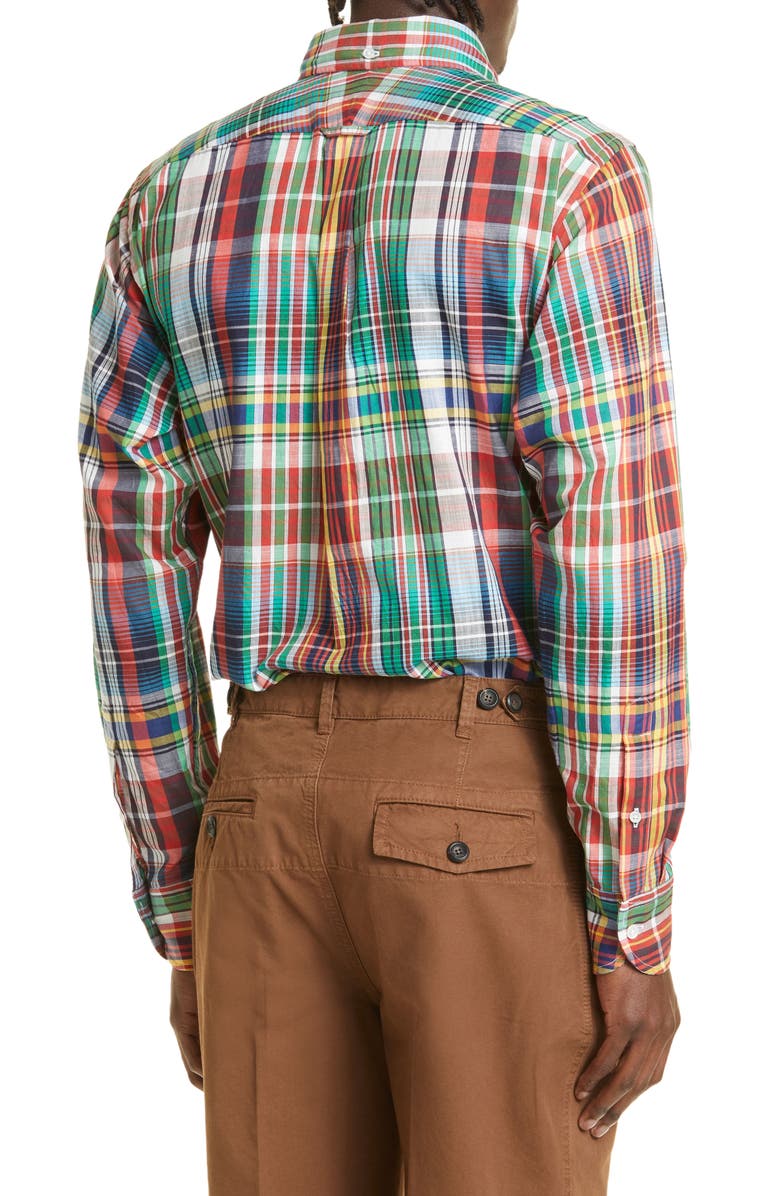 Drake's Plaid Cotton Button-Down Shirt, Alternate, color, 