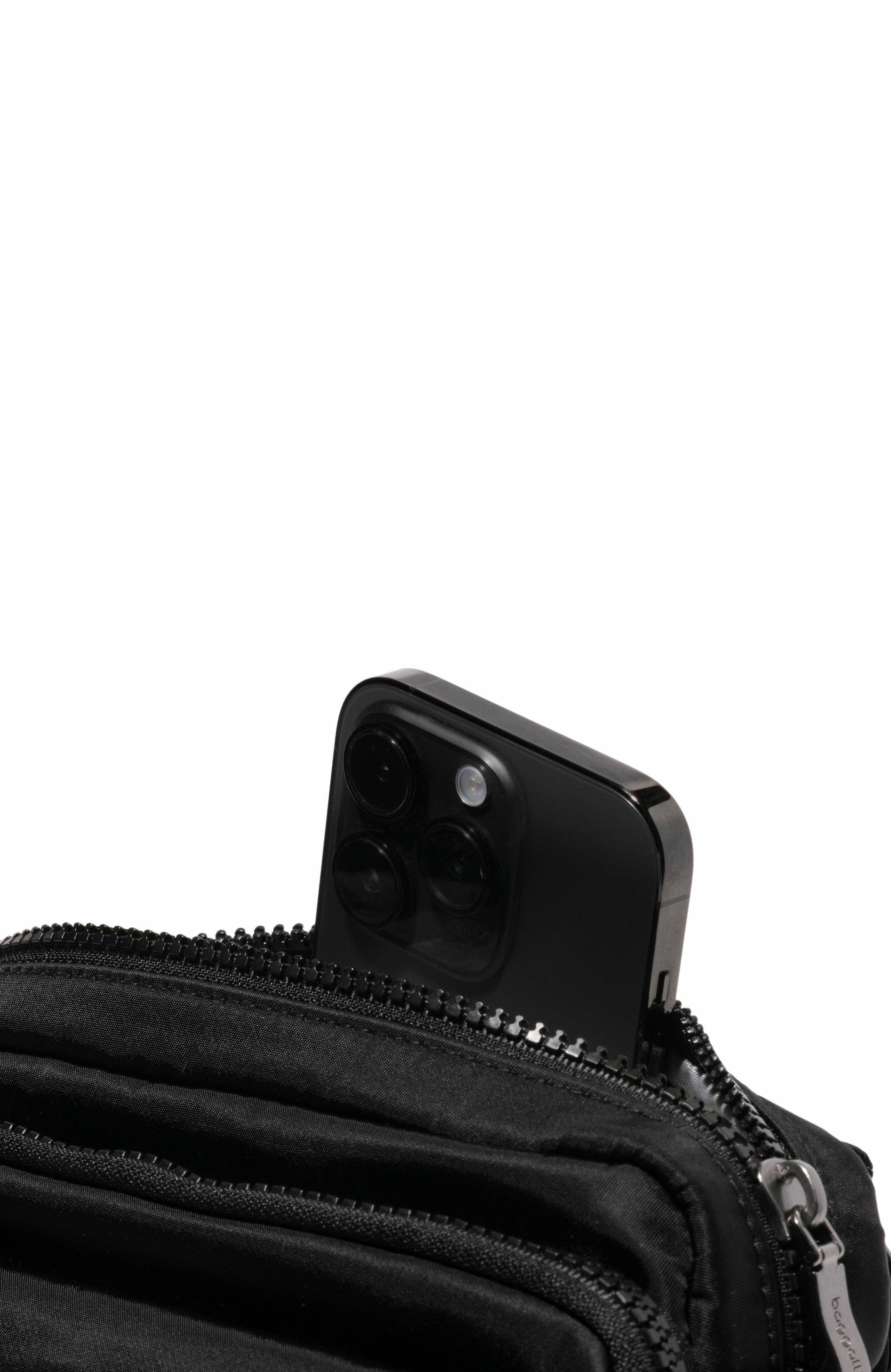 BAGGALLINI Modern Double Zip Crossbody Bag, Alternate, color, Black Twill