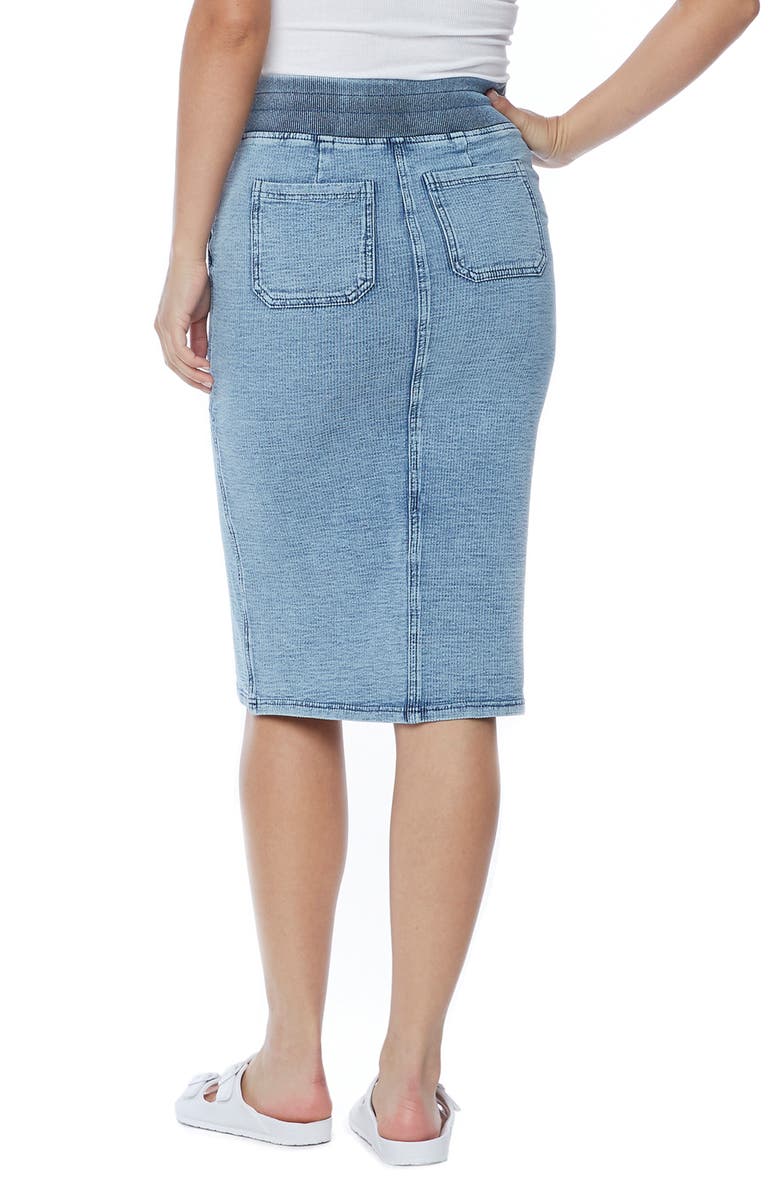 Wash Lab Denim Front Slit Drawstring Denim Skirt, Alternate, color, 