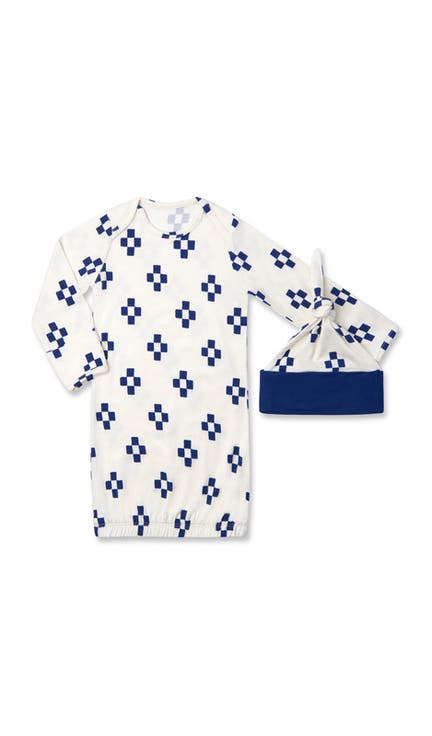 Long Sleeve Gown & Hat Set