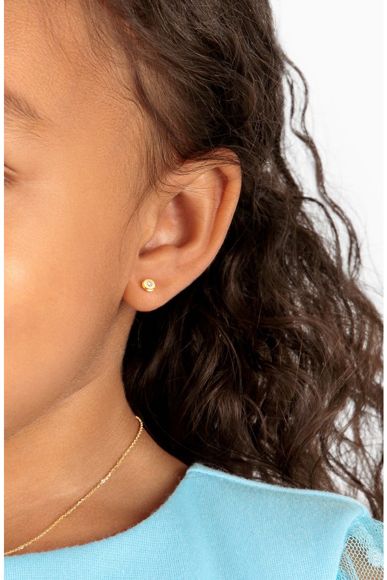 14K Gold Little Darling Genuine Diamond Stud Screw Back Earrings, Alternate, color, 14K Yellow Gold