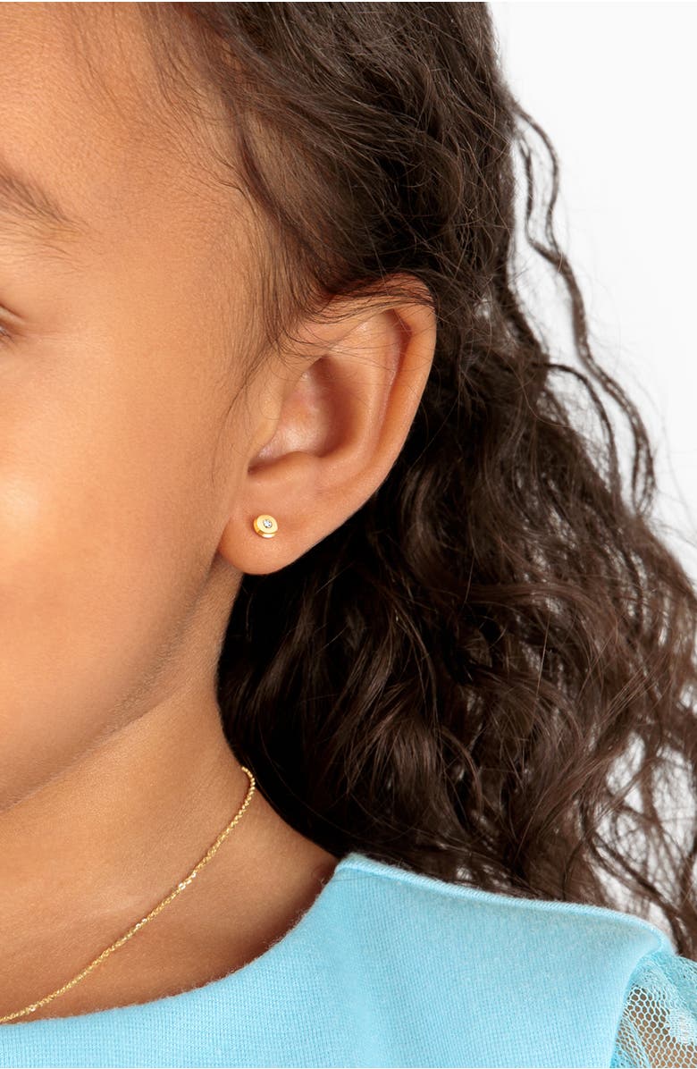 Tiny Blessings 14K Gold Little Darling Genuine Diamond Studs Screw Back Earrings, Alternate, color, 14K Yellow Gold